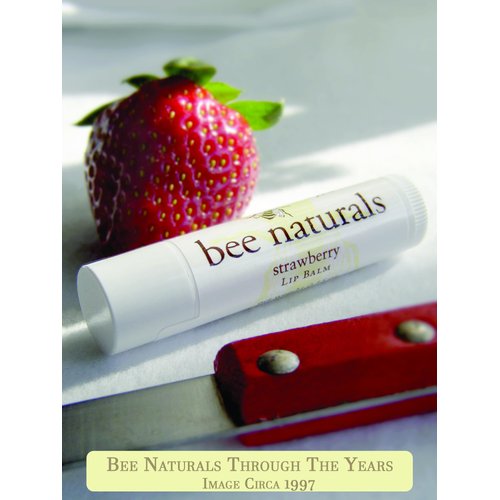 Bee Naturals Strawberry Lip Balm - Beeswax, Cocoa Butter & Vitamin E Moisturizer for Dry, Chapped Lips Soothe, Heal, and Protect