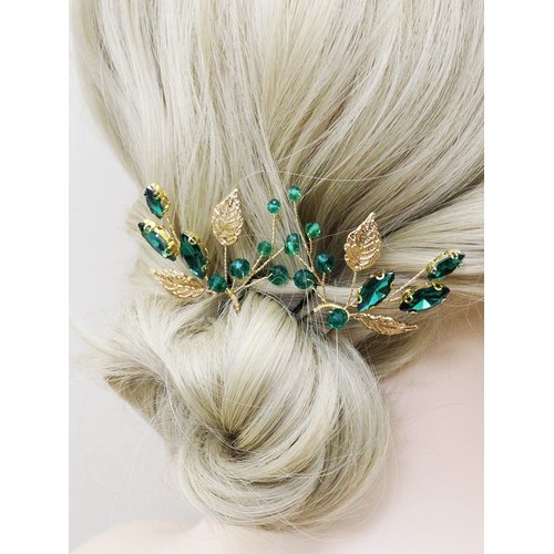 Brihasory Emerald Green Rhinestone Hair Pins Wedding Hair Accessories for Women Handmade Bridesmaid Gifts Bridal Hair Clips Prom Hair Accessory for Girls Headpieces