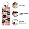 FREEBLOSS 2Pcs Cats Chapstick Holder Keychain 1.5x3.8'' Lip Balm Holder Keychain with Cartoon Cat Pattern Lightweight Lipstick Sleeve Pouch for Women Gift