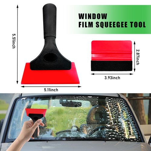 Augeny Car Window Tint Kit, Professional Vinyl Wrap Kit with Felt Squeegee, Universal Auto Window Film Installation Application Wallpaper Smoothing Tool for Car Glass, Home (Red)