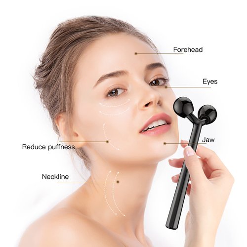 Tekson Face Roller, Facial Metal Massager, Massage Tool for face (Black)