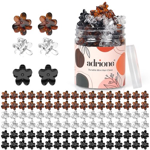 ADRIONE Mini Flower Hair Clips for Women 100 Pack, Small Hair Clips for Women Styling Mini Hair Claw Clips for Women Bangs Creaseless Flower Hair Clip Mini Hair Clips Mini Claw Clips Tiny Hair Clips