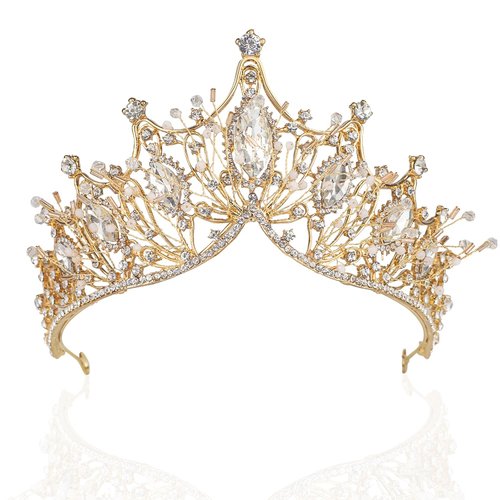 Women Baroque Queen Crown, Gold Princess Tiaras and Crowns Wedding Tiara and Crown for Bride Crowns for Women Adult and Girls - Prom Birthday Halloween
