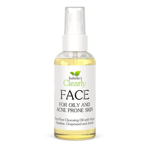 Isabella's Clearly FACE, Natural Deep Pore Cleansing Oil with Jojoba, Grape Seed, Vegan Squalane | Non-Comedogenic Makeup Remover and Face Wash | Water Free, Made in USA