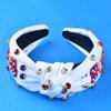 ABONDEVER 4th of July Headbands for Women Rhinestone Headband Patriotic Crystal Star Beaded Headbands American Flag Knotted Headband Fourth of July Hair Accessories Holiday Gifts(White-USA)