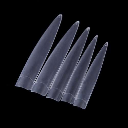 Yimart® 120pcs White/Clear/Natural Long Sharp Stiletto Fake Nail Tip False Nail Art Tips (Clear)