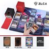 ZLCA Card Deck Box for Trading Cards with 2 Dividers, Card Storage Box Fits 100+ Single Sleeved Cards, PU Leather Strong Magnet Card Deck Case Holder for Magic Commander TCG CCG （Red,Emperor Dragon）
