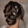 Casdre Green Rhinestone Bridal Hair Pins Silver Bride Wedding Hair Pieces Small Hair Clips Crystal Hair Accessories for Women and Girls (Pack of 4)
