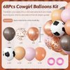 OuMuaMua Cowgirls Western Party Decorations, 68Pcs Cow Print Balloons Kit, Pink Coffee Rose Gold Cow Balloons for Girls Party Baby Shower Western Farm Birthday Party Supplies, 12 Inch