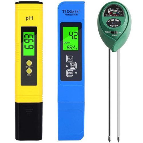 PH Meter, TDS PPM Meter, Soil PH Tester, PH/EC Digital Kit, 3 Pack