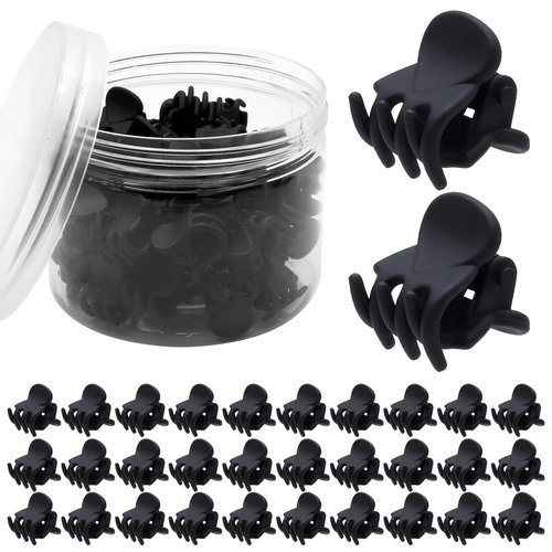 BokWin 50 Pcs Mini Hair Clips,0.6 Inch Matte Black Claw Clips,Small Hair Clamp for Women Kids Girls and Different HairStyles