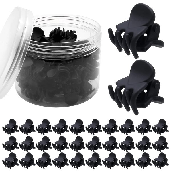 BokWin 50 Pcs Mini Hair Clips,0.6 Inch Matte Black Claw Clips,Small Hair Clamp for Women Kids Girls and Different HairStyles