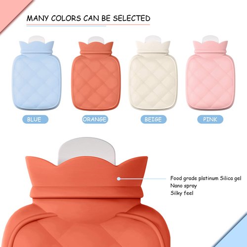 Redify Small Hot Water Bottle Bag for Hot & Cold Compress with Cover,Microwave Heating Soft Environment-Friendly Silicone for Babies Kids,Mini Hot Wate Bottle for Travel and Pain Relief,Holiday Gifts