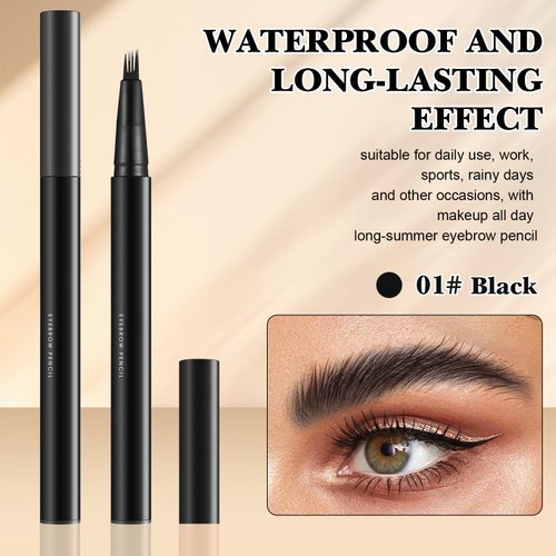 2PCS Upgraded Magic 4-Tip Eyebrow Pencil 3D Waterproof Microblading Eyebrow Pencil Contouring Pen, 4-Tipped Precise Brow Pen,Long-Lasting Natural Fine Stroke Eyebrow Pencil(Black)