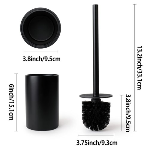 Yew Design - Matte Black Toilet Bowl Brush for Bathroom with Holder - Sleek Design, Sturdy, and Durable