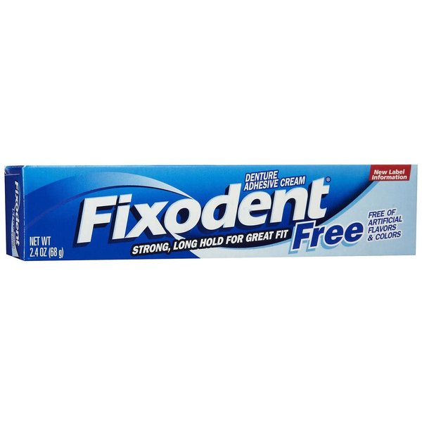 Fixodent Denture Adhesive Cream, Fixodent Free, 2.4 Oz