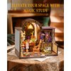 Rowood Miniature House Kit,DIY Miniature Dollhouse Kits for Adults,Mini House Craft Kits for Women with LED,Christmas Birthday Gift for Kids Teens Ages 14+(The Magic Study)