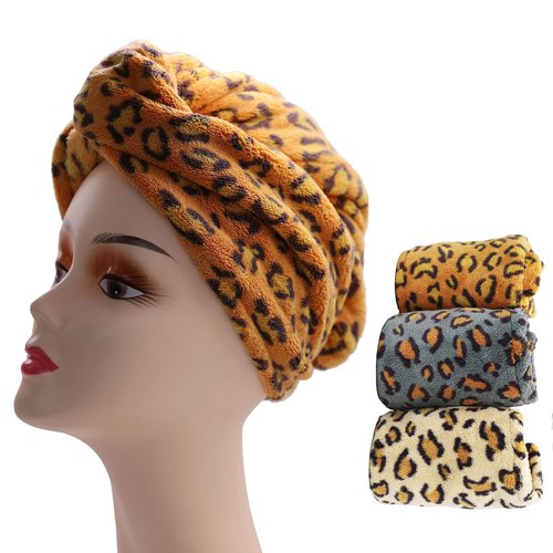 HRuiRed Hair Towel Wrap for Women - 3 Pack Super Absorbent Rapid Drying Hair Towel with 1 Pack Mask Towel, Magic Instant Dry Hair Cap Towel with Button, Hair Wrap Towels for Curly Hair Anti Frizz