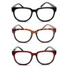 EYE ZOOM Reading Glasses 3 Pack Women Stylish Plastic Frame Readers, Multi-color, 1.75