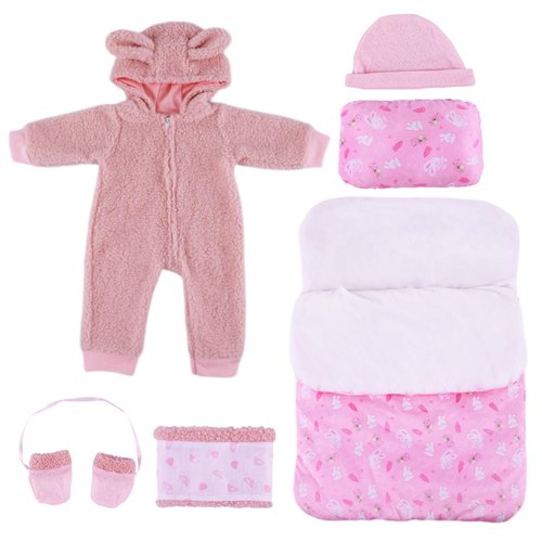 BABESIDE 6 Pcs Reborn Baby Doll Sleeping Bag Set for 17-22 Inch Dolls, Baby Doll Clothes and Doll Accessories Set with Doll Gloves Doll Scarf and Doll Sleep Sack for Realistic Newborn Baby Dolls