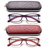 EYEURL Ladies Blue Light Blocking Reading Glasses - 2 Pack Computer Readers for Womens +2.25 Blue Ray Eyeglasses and Hard Case