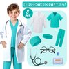 Doctor Costume for Kids - 8pcs Kids Scrubs with Lab Coat Dress Up Set, Halloween Costumes for Girls Boys, Toddler Halloween Costume Pretend Play Kit, Kids Dress Up Clothes Costume for Boys 3-10