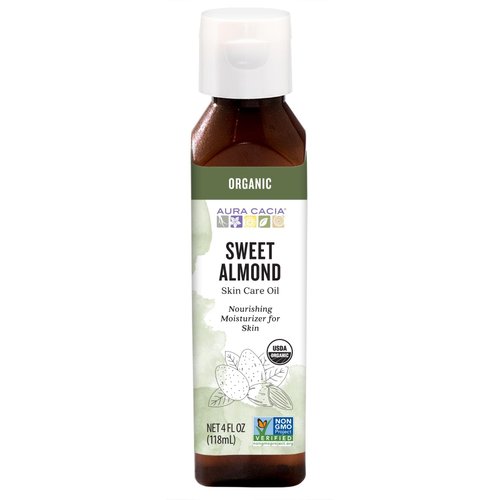 Aura Cacia Organic Sweet Almond Oil | GC/MS Tested for Purity | 118ml (4 fl. oz.)