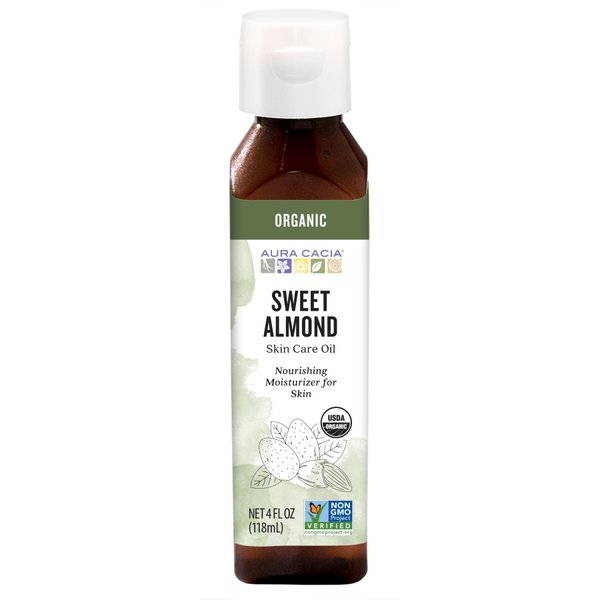 Aura Cacia Organic Sweet Almond Oil | GC/MS Tested for Purity | 118ml (4 fl. oz.)