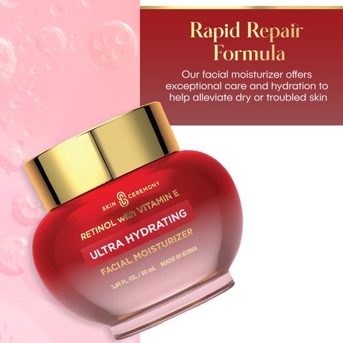 Skin Ceremony Korean Retinol & Vitmain E Moisturizer For Face - Dermatologist Tested - Anti-Aging Cream - Promotes Hydrated Skin - Oily, Fine Lines, Wrinkles & Acne Scars Treatment - Clean Beauty