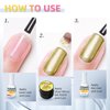 U-Shinein 8ml Metallic Painting Nail Polish Gel, Golden 3D Metal Painting Gel Drawing Mirror Nail Gel Polish, Nail Liner Painting Gel Glossy Soak Off UV/LED DIY Nail Manicure