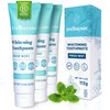 Wellnesse Whitening Toothpaste - Teeth Whitening Fluoride Free Natural Toothpaste - Fresh Mint - 3 Tubes, 4 oz - Made with Hydroxyapatite Powder, Green Tea Powder, and Aloe Vera