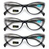 V.W.E. 3 Pairs Lot Women Cateye Translucent Clear Floral Pattern Fashion Reading Glasses Reader (3 Gray, 1.25)