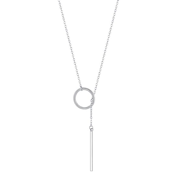 FOCALOOK Long Necklaces for Women Drop Vertical Bar Pendant Lariat Y Necklace 28inch/73cm