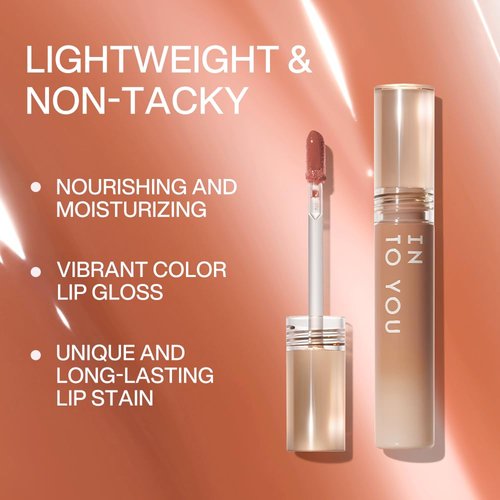 INTO YOU Lip Stain Long Lasting, Lip Gloss, Lip Tint, Lip Plumper Gloss, Glitter Lip Gloss, Liquid Lipstick, Vivid Color, Smudge-Proof, Lightweight, Naturally Moisturizing, Lip Oil For Dry Lips (G03)
