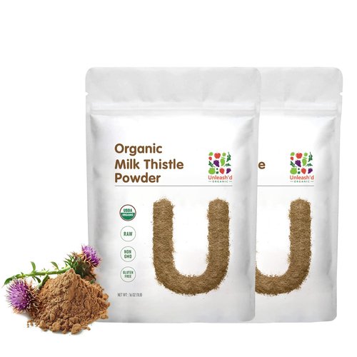 UNLEASH'D ORGANIC Organic Milk Thistle Powder 2-Pack Rich in Silymarin and Antioxidants Immune Support 100% Pure and Organic