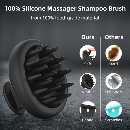 VIKICON Silicone Scalp Massager Shampoo Brush for Hair Growth, Beard Brush for Men, Face & Beard Scrubber Exfoliator, Wet Dry Shower Head Scalp Massager for Exfoliating Dandruff, Gifts for Him Father