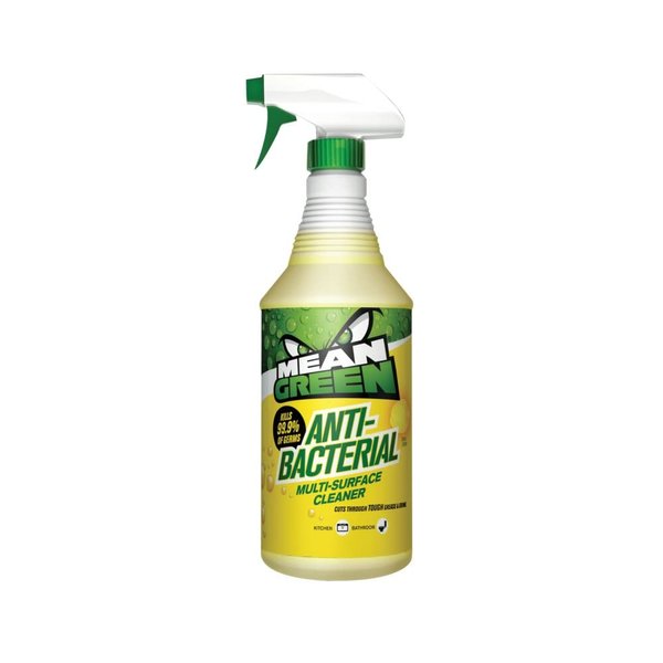 Mean Green Anti-Bacterial Multi-Surface Cleaner Lemon Scented, clear, 32 Fl Oz (Pack of 1), 40002