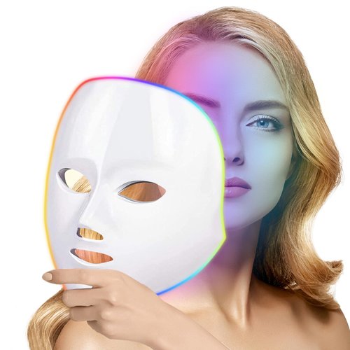 ZENG Red Light Therapy for Face - 7 Color Led Face Mask Light Therapy, Skin Care Mask at Home, Travel(White)