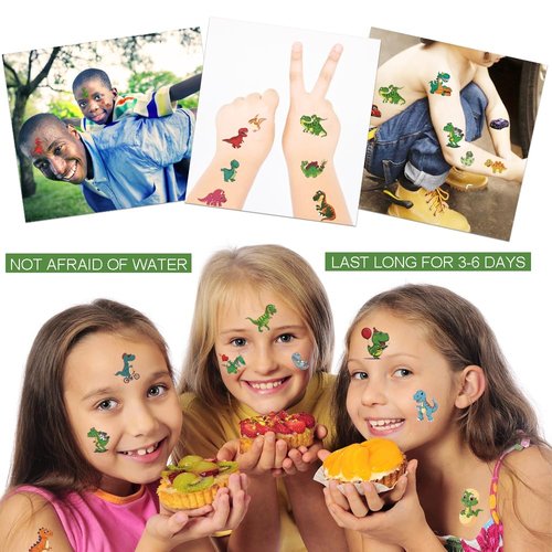 Temporary Tattoo Kids for Birthday, 104pcs Dinosaur Tattoos Stickers for Boys Girls Individually Wrapped, Realistic Temporary Tattoos Paper Adult Women for Party Favors