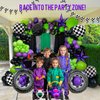 Truck Theme Purple and Green Black Balloon Garland Arch Kit with Big Wheels checkered star mylar foil balloons For Kids 2th 3th 4th Boy Birthday Truck Race Car Party Decorations