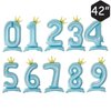 42 Inch Standing Blue Number 9 Balloons With Crown, 9th Birthday Balloons for Boys Girls, 9th Birthday Party Decoration Supplies, Happy Birthday Balloons. (Blue 9)