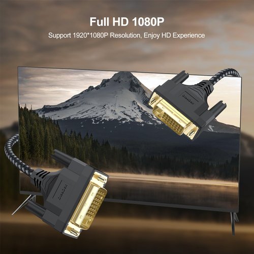 DteeDck DVI Cable 6ft, DVI to DVI-D Cables, 24+1 Dual Link DVI Cord Male to Male for Monitor Computer PC Desktop Projector Display and More