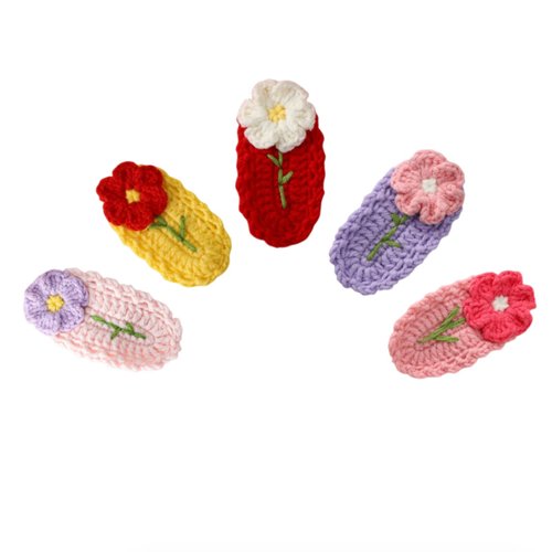 Crochet knitted Hair Clips for Girls Birthday Gifts Hair Accessories Barrettes Strong Hold Jaw Clip for Thick Thin Hair Makeup Application (Little Flower)
