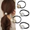 mdgfge 4Pcs Pearl Hair Scrunchies French Pearl Ponytail Holder Hair Ropes Pearl Elastic Hair Tie Elegant Sliver Champagne for Women Thin Thick Hair Accessories Daily Use