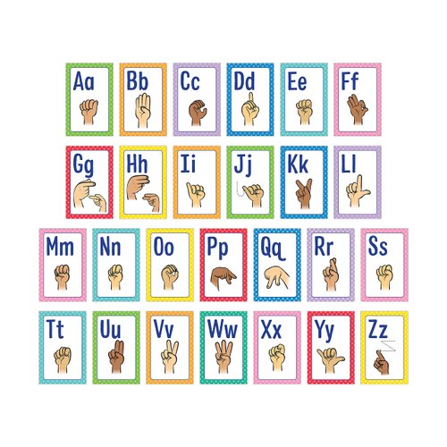 Carson Dellosa Sign Language Posters, ASL Alphabet Learning American Sign Language Posters With Hand Signs, Alphabet Cards for Bulletin Board, Classroom Decor, Classroom Curriculum (26 Posters)