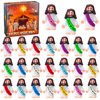 24 Pcs Jesus Toys Original Design Mini Rubber Little Jesus Figurine to Hide and Seek Religious Party Favors Sunday School Craft Baptism Gifts for Christmas Stocking Stuffers