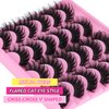 Lashes Fluffy Russian Strip Mink Lashes 18mm D Curl 12 Pairs Wispy Fake Eyelashes Natural Extension Fox Eye Lashes Pack by Yawamica