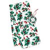 Hallmark 26" Reusable Christmas Gift Wrap (1 Fabric: Red Holly, Green Foliage, Natural Cotton) for Holiday Parties, Housewarming Gifts