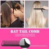 Patelai Hair Comb Set, 8 Pieces Rat Tail Combs, Teasing Combs, and Hand-held Alligator Clips, Carbon Fiber & Metal, for Hair Stylist, Braiding, Hair Women Girls, Daily Use