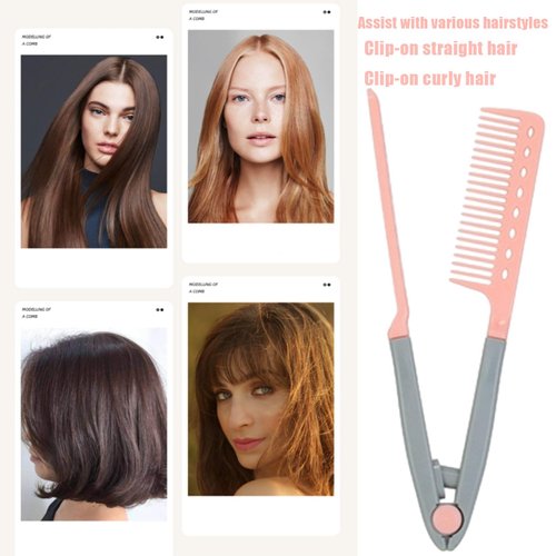 Scalp massage comb combination for Dandruff Removal Scalp Massager for Hair Growth Wet Dry Hair Massager Shampoo Brush+V-Shaped Straight Comb Hairdressing Styling Hair Straightening Comb Clamp